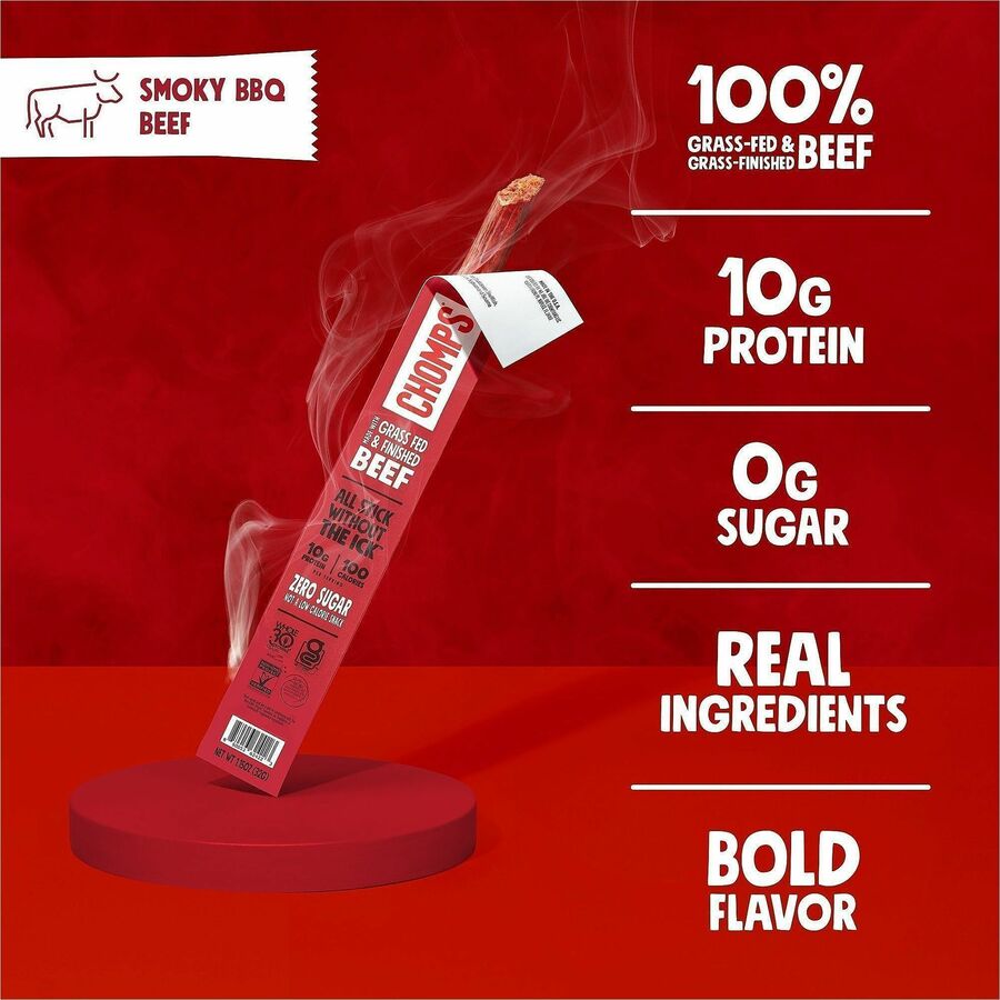CHOMPS Beef Jerky Sticks - Barbeque - 1.15 oz - 24 / Pack
