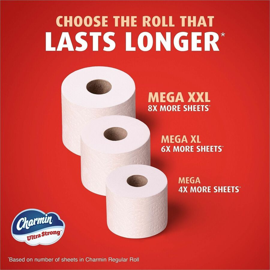 Charmin Mega Roll Bath Tissue - 2 Ply - Mega - 220 Sheets/Roll - Diamond-Weave Texture - White - Paper - 24 / Carton