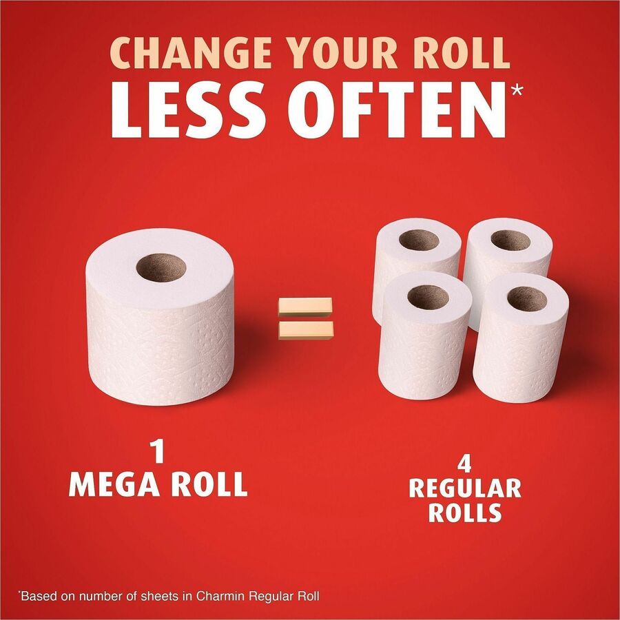 Charmin Mega Roll Bath Tissue - 2 Ply - Mega - 220 Sheets/Roll - Diamond-Weave Texture - White - Paper - 24 / Carton