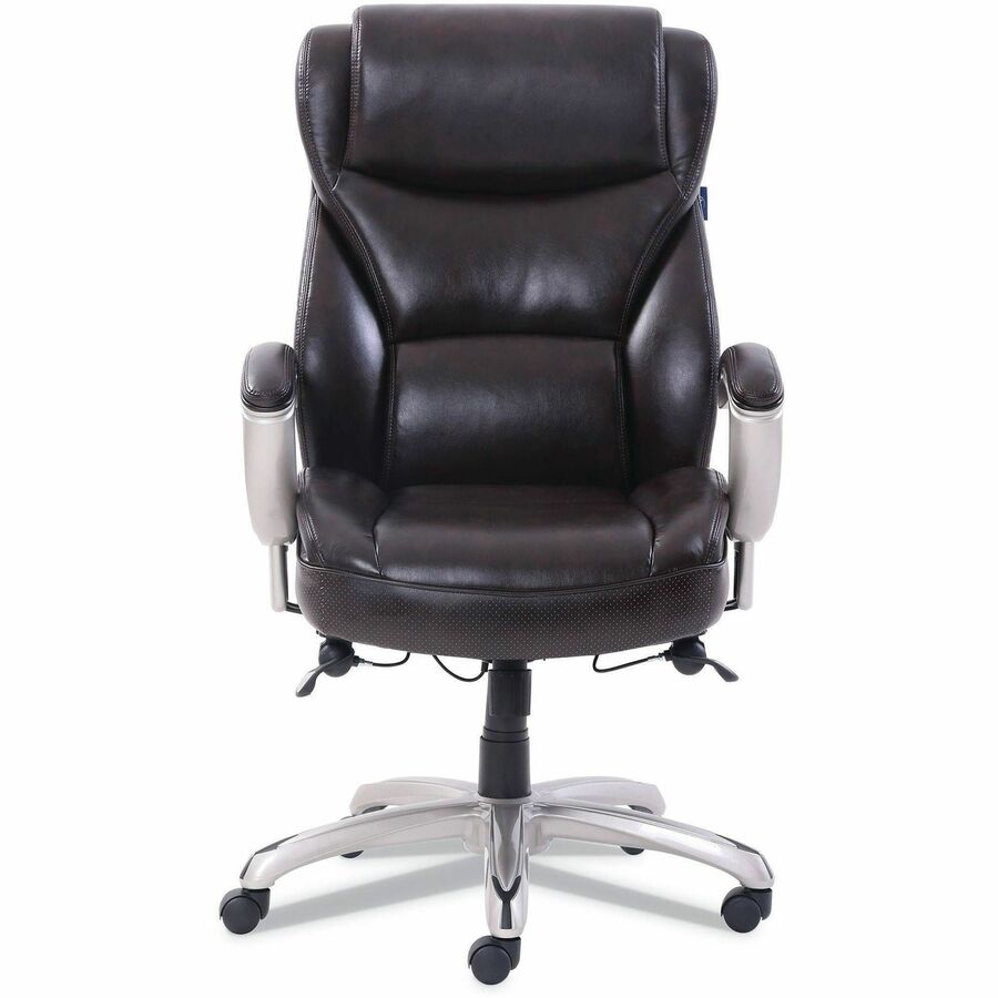 Serta Chair - Brown Seat Color - Brown Back Color - High Back - Black - MDF, Memory Foam, Bonded Leather - Armrest - 1 Each