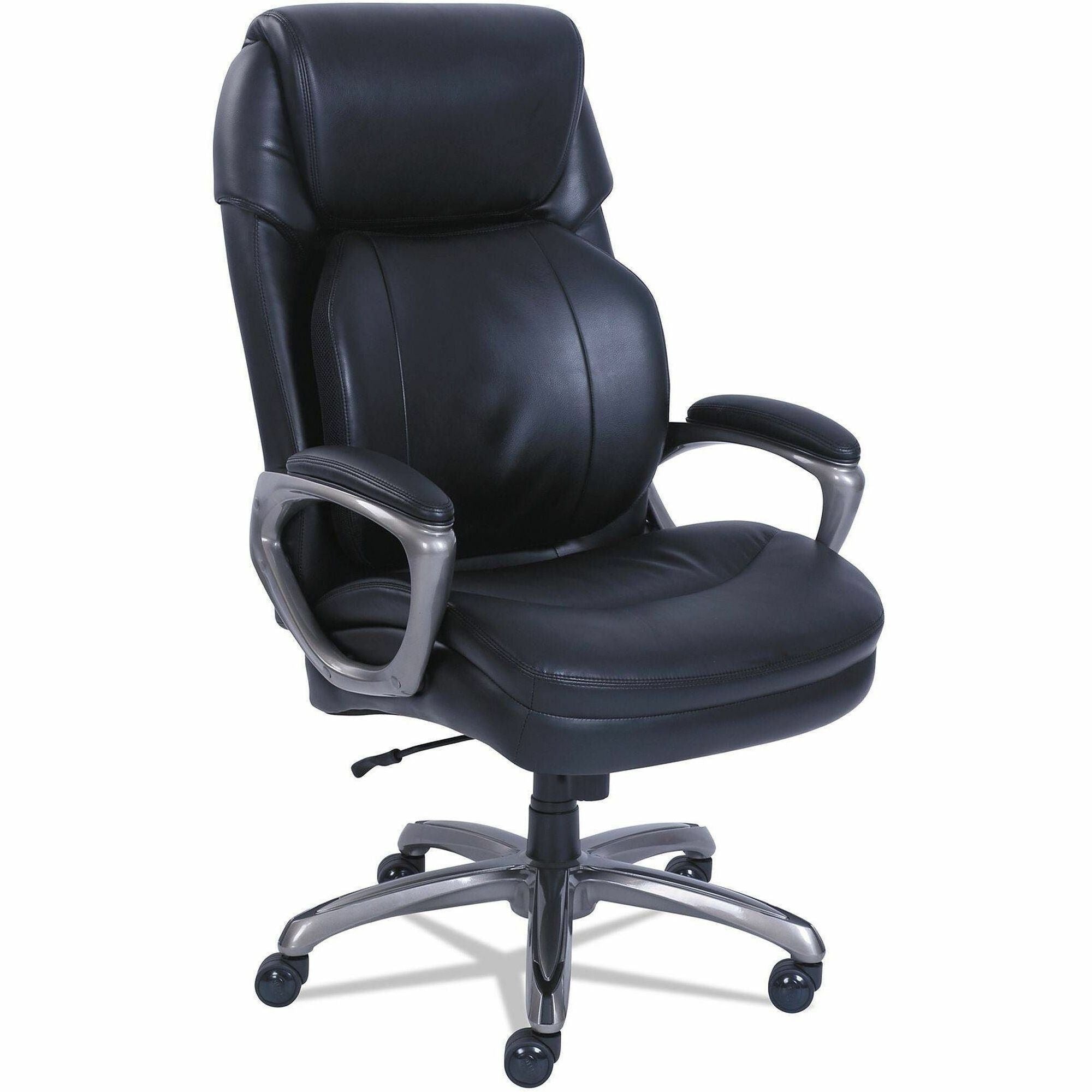 Serta Chair - Black Seat Color - Black Back Color - High Back - 5-star Base - Black - Memory Foam, Bonded Leather - 1 Each