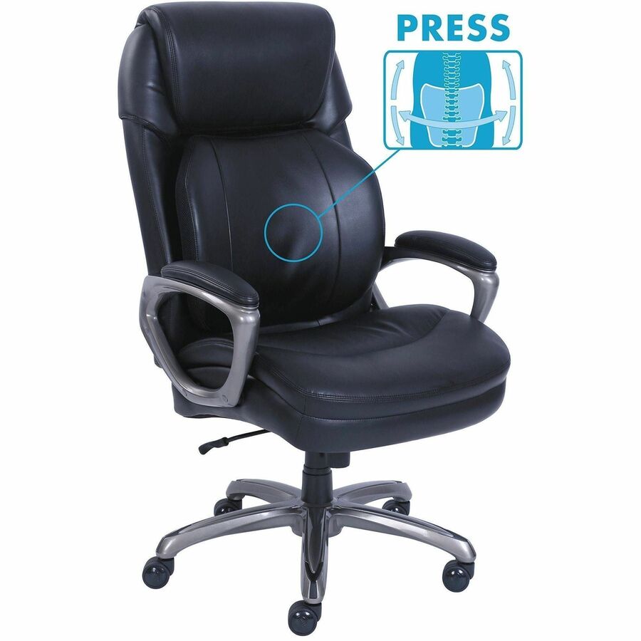 Serta Chair - Black Seat Color - Black Back Color - High Back - 5-star Base - Black - Memory Foam, Bonded Leather - 1 Each