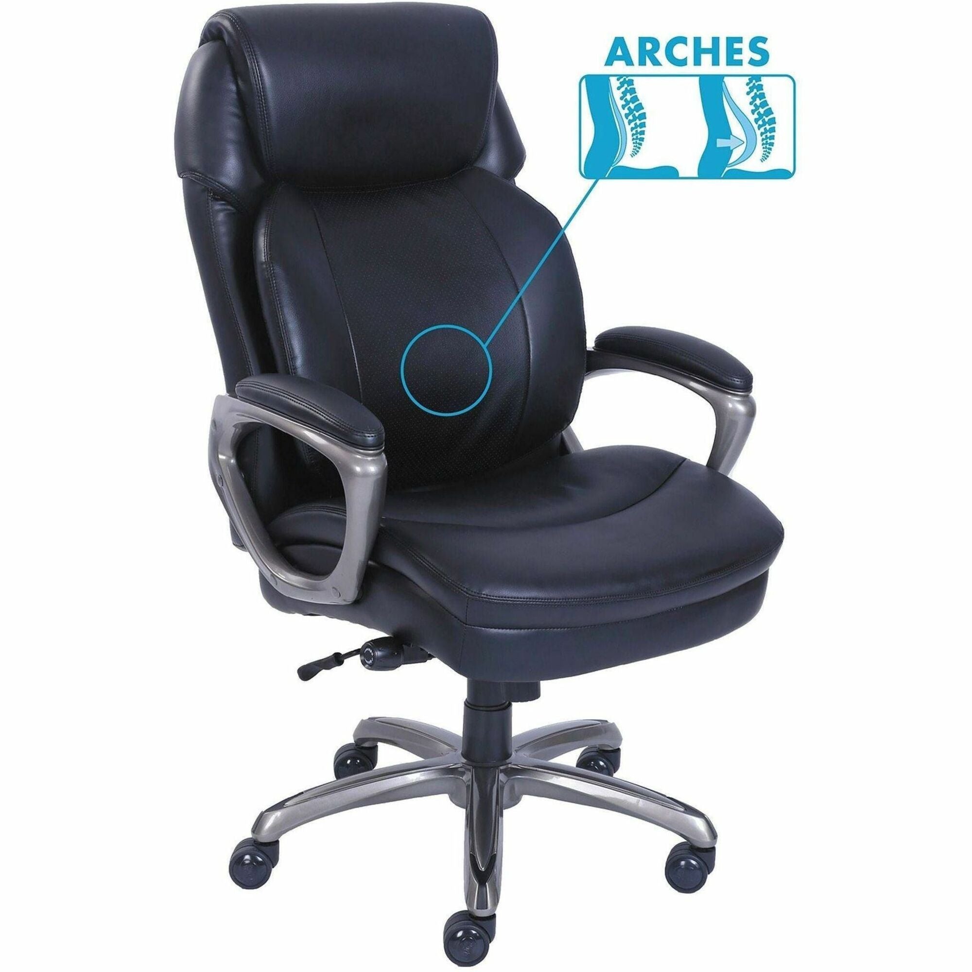 Serta Chair - Black Seat Color - Black Back Color - High Back - 5-star Base - Black - Memory Foam, Bonded Leather - 1 Each