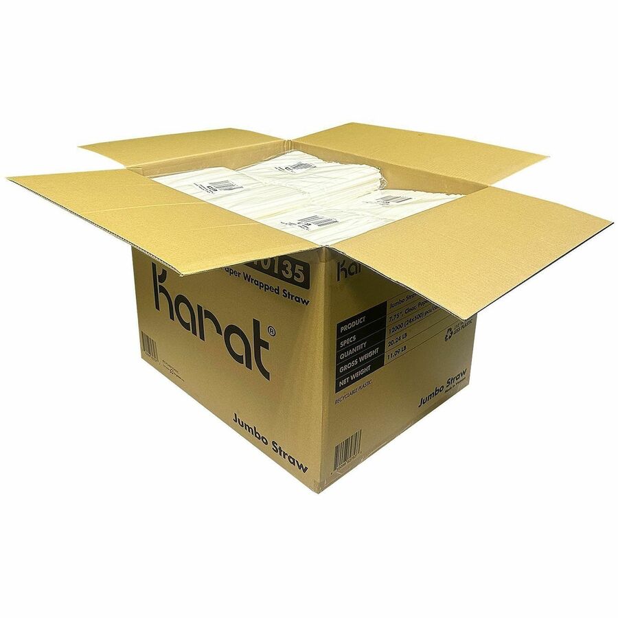 Karat Straw - 7.8" Height x - Clear - 500 / Box