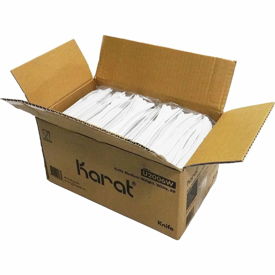 Karat Knife Med-weight/White - Knife - Knife - Restaurant, Cafeteria - Polypropylene Plastic - White - 100/Box - 10 / Carton