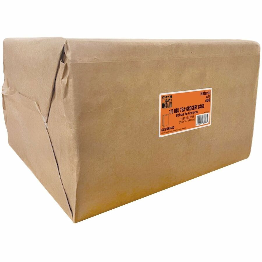 AJM Kraft Grocery Sacks - 6.72 gal Capacity - Natural Kraft - Paper - Foodservice, Grocery, Supplies - 400 / Carton