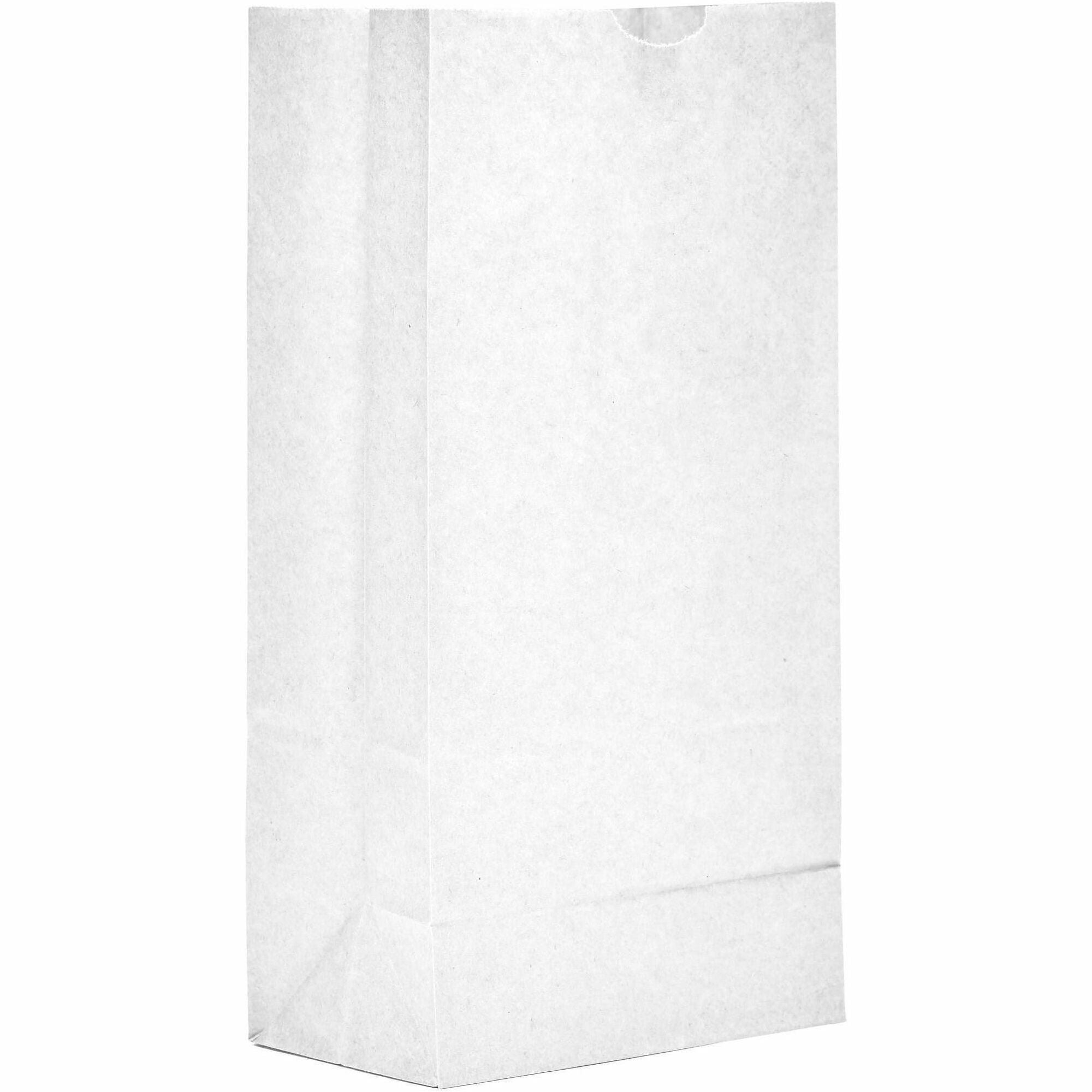 AJM Paper Grocery Bags - Bleached Kraft - Paper - Grocery, Supplies - Recycled - 500 / Carton