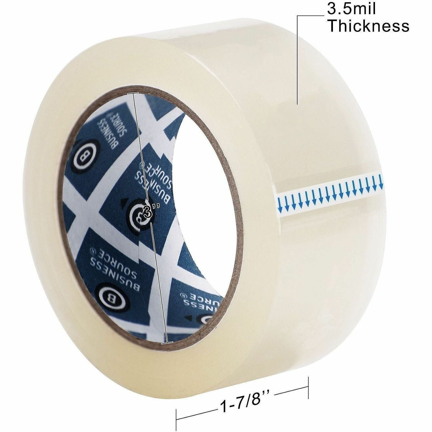 Business Source Heavy-duty Packaging Tape - 54.67 yd Length x 1.88" Width x 3.5 mil Thickness - 3" Core - Clear - Poly - Split Resistant, Abrasion Resistant, Moisture Resistant, Dirt Resistant, Dust Resistant - For Packaging, Sealing, Box - 6 / Pack