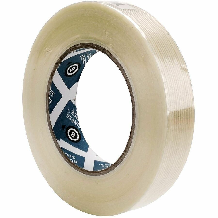 Business Source Filament Tape - 60 yd Length x 1" Width - 3" Core - White - Film (Fiberglass Reinforced) Backing - 1 Roll