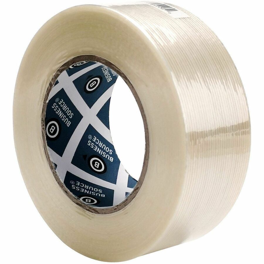 Business Source Filament Tape - 60 yd Length x 2" Width - 3" Core - White - Film (Fiberglass Reinforced) Backing - 1 Roll