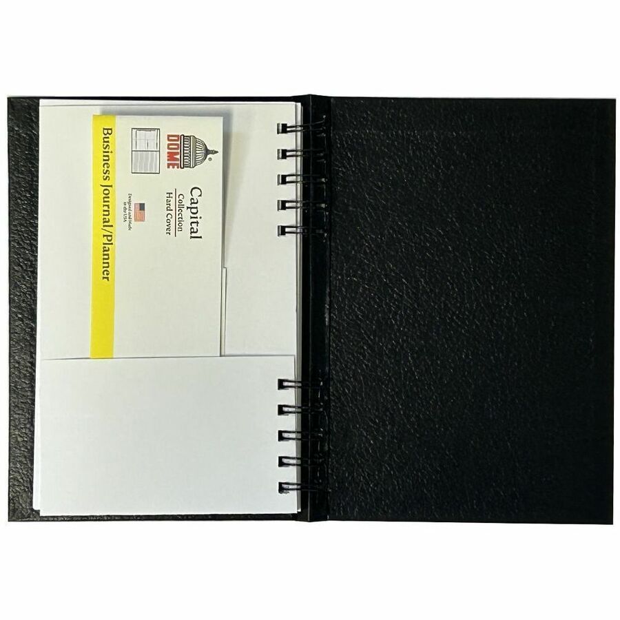 Dome Business Journal - 5 x 8 Inch Hardcover Professional Planner Notebook - Business - 5" x 8" Sheet Size - Bright White Sheet - Black Cover - Acid-free, Pocket, Bleed Resistant, Expandable Inner Pocket, Eco-friendly, Durable Cover, Hard Cover, Built-...