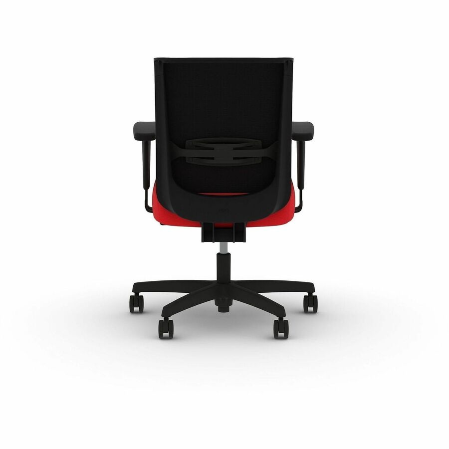 HON Convergence Synchro Tilt Task Chair - Black Back Color - Mesh Back Material - 5-star Base - Red - Armrest - 1 Each