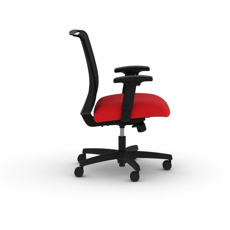 HON Convergence Synchro Tilt Task Chair - Black Back Color - Mesh Back Material - 5-star Base - Red - Armrest - 1 Each
