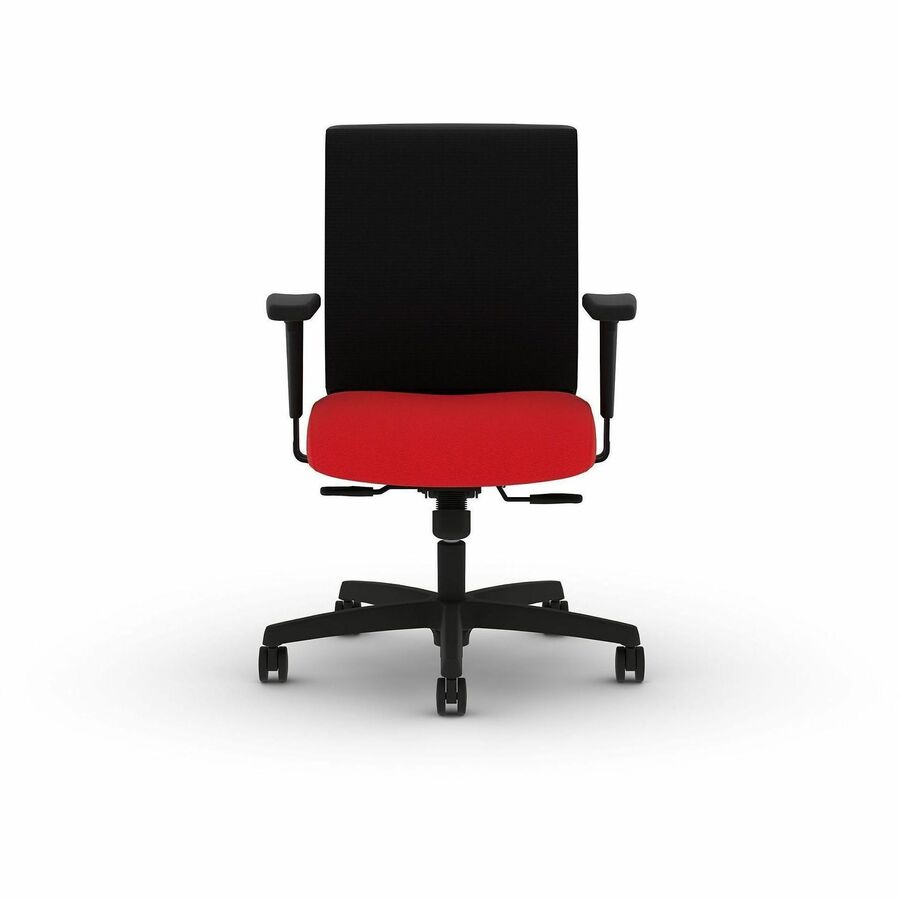 HON Convergence Synchro Tilt Task Chair - Black Back Color - Mesh Back Material - 5-star Base - Red - Armrest - 1 Each