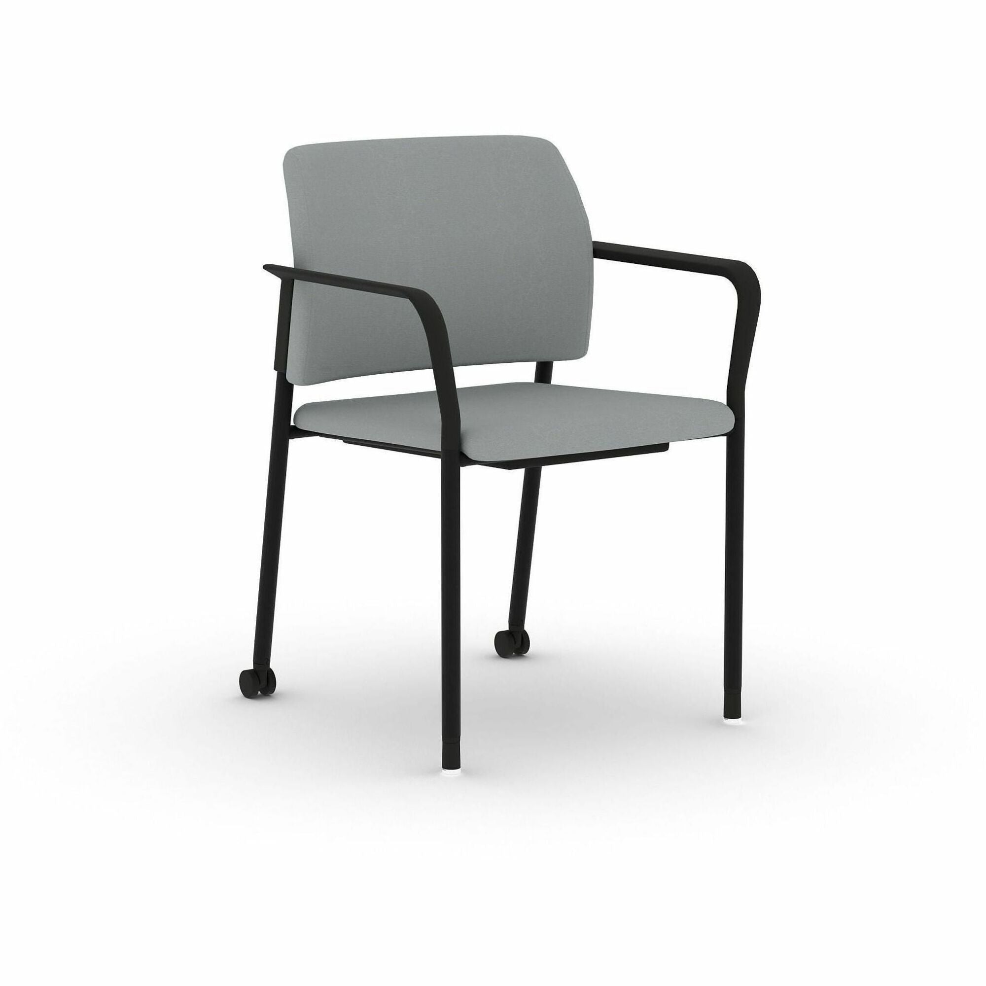 HON Accommodate Fixed Arms Guest Chair - Steel Frame Material - Four-legged Base - Gray - Vinyl - Armrest - 2 / Carton