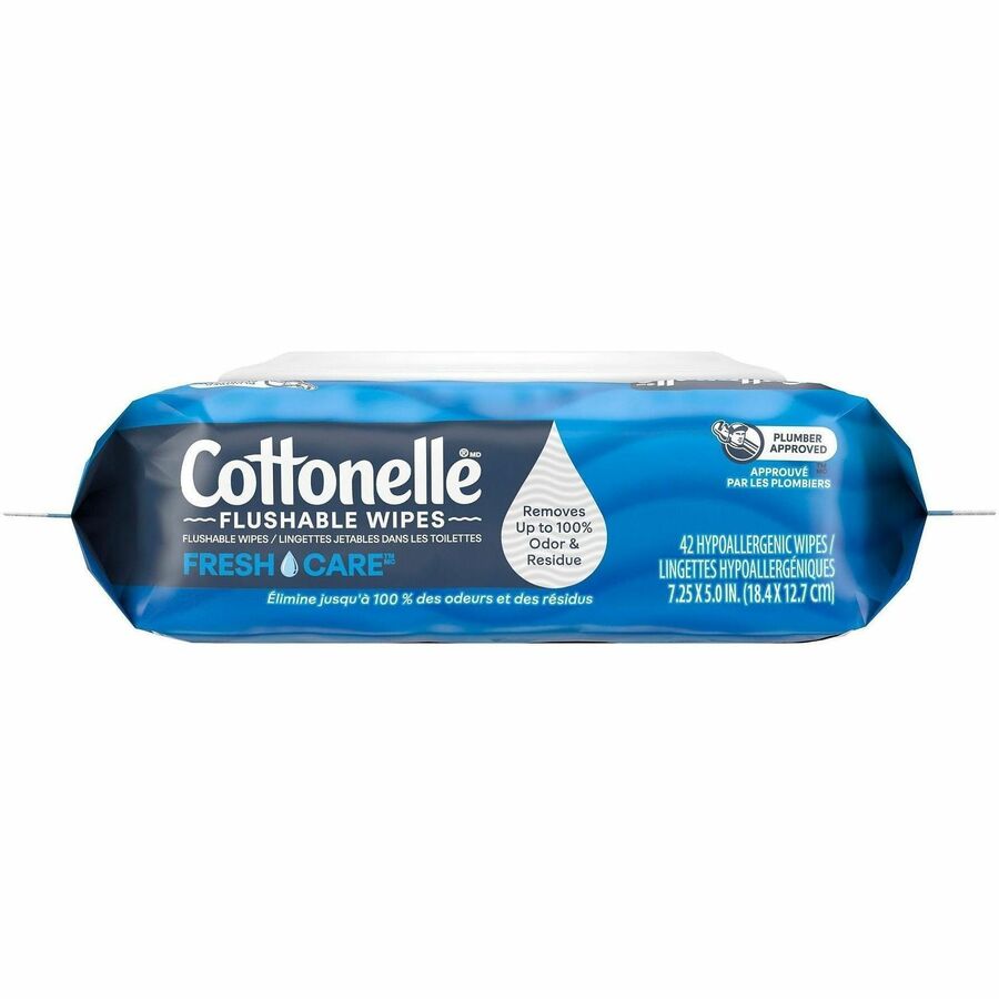 Cottonelle Flushable Wipes - 3.75" Width x 5.50" Length - CleaningRipples Texture - White - Fiber - 12 / Carton