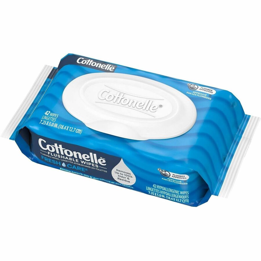 Cottonelle Flushable Wipes - 3.75" Width x 5.50" Length - CleaningRipples Texture - White - Fiber - 12 / Carton