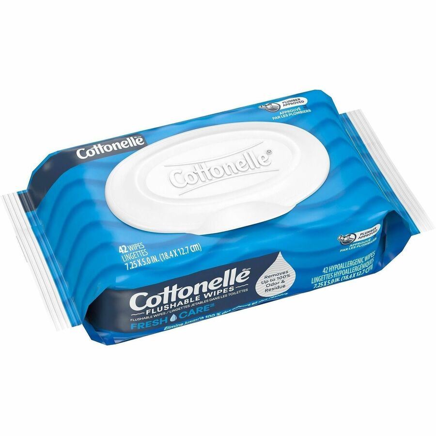 Cottonelle Flushable Wipes - 3.75" Width x 5.50" Length - CleaningRipples Texture - White - Fiber - 12 / Carton