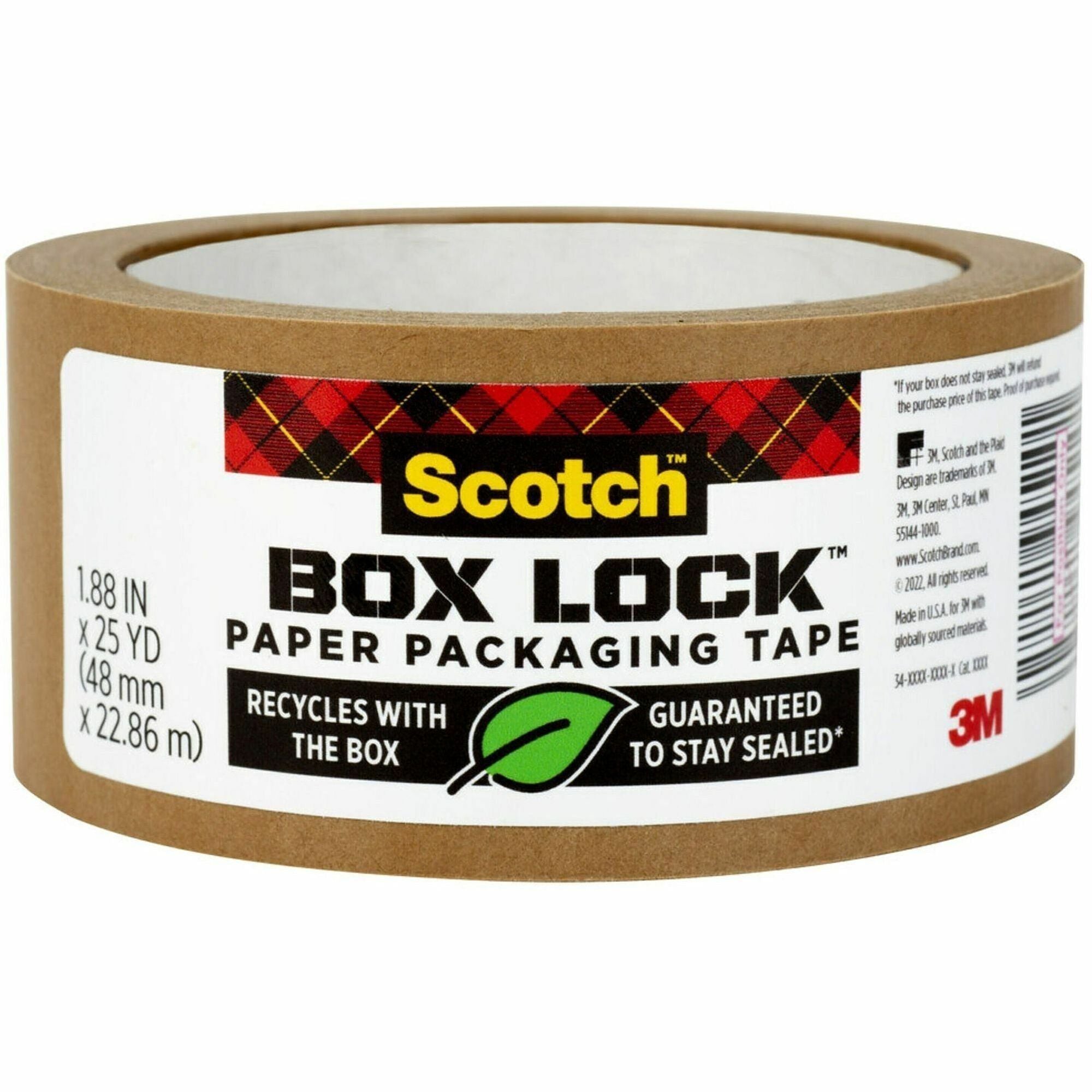 Scotch Box Lock Packaging Tape Refill - Brown - Split Resistant, Tear Resistant - For Packaging, Box, Cardboard - 1 Each