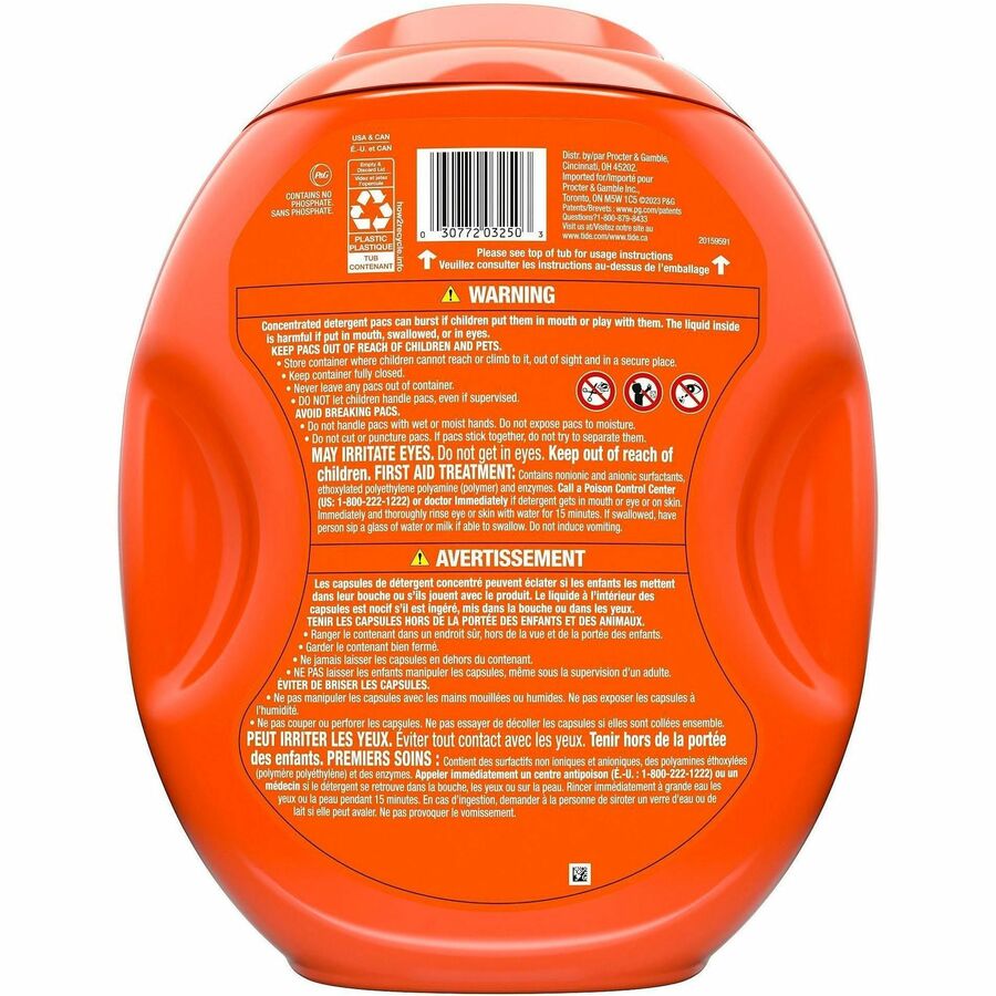 Tide Pods Laundry Detergent - For Laundry, Washing Machine, Clothes - Concentrate - Pod - Spring Meadow Scent - Recommended For: Stain Remover, Odor Remover - Deodorize, Spill Resistant - Orange - 4 / Carton