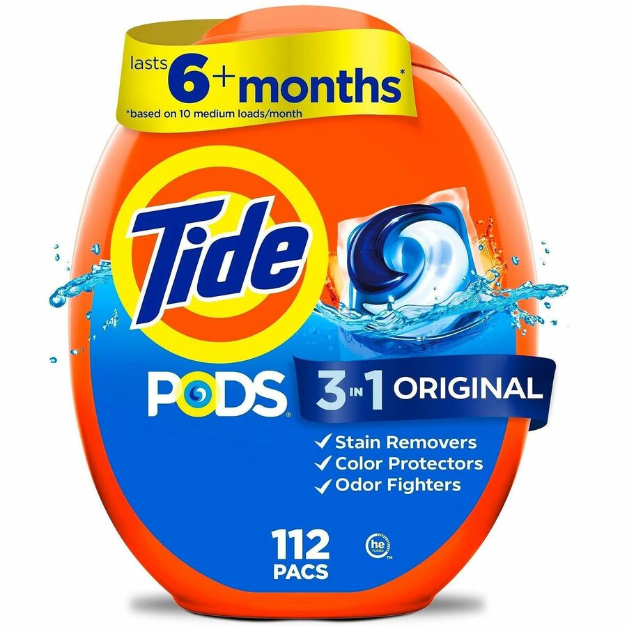Tide Pods Laundry Detergent - For Laundry, Washing Machine, Clothes, Fabric - Concentrate - Pod - Original Fresh Scent - Recommended For: Stain Remover, Odor Remover, Food Remover, Grass Remover, Grease Remover, Oil-Based Soil Remover, Organic Matter R...