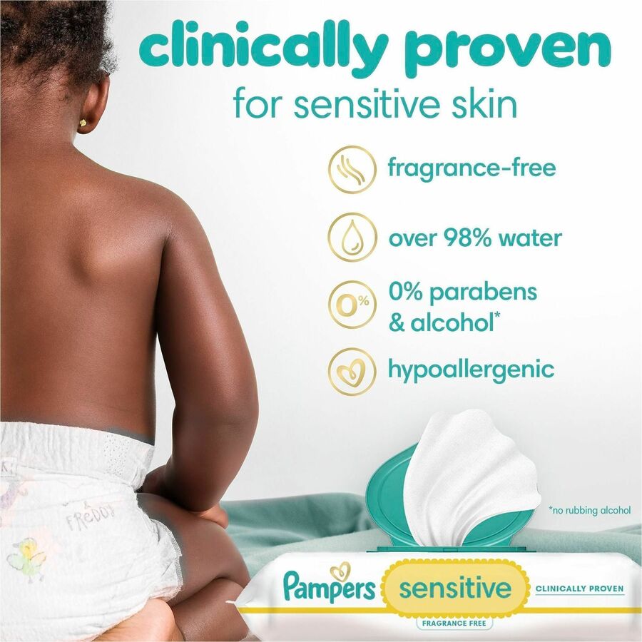 Pampers Baby Wipes Sensitive - Softgrip Texture - White - 8 / Carton