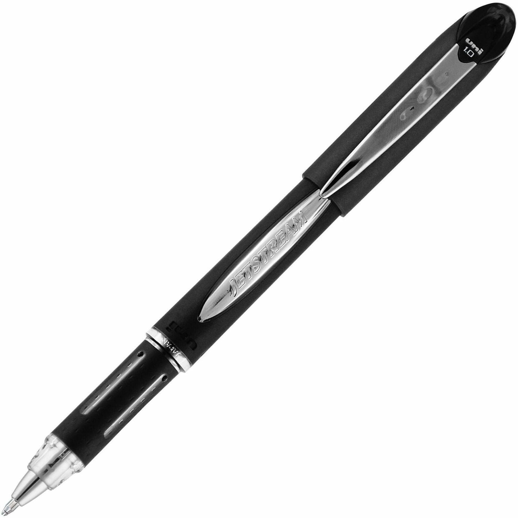 uni® Jetstream Ballpoint Pen - Bold, 1 mm Pen Point - Refillable - Black Ink - Pigment-based - Black Barrel - Writing - 1 Each