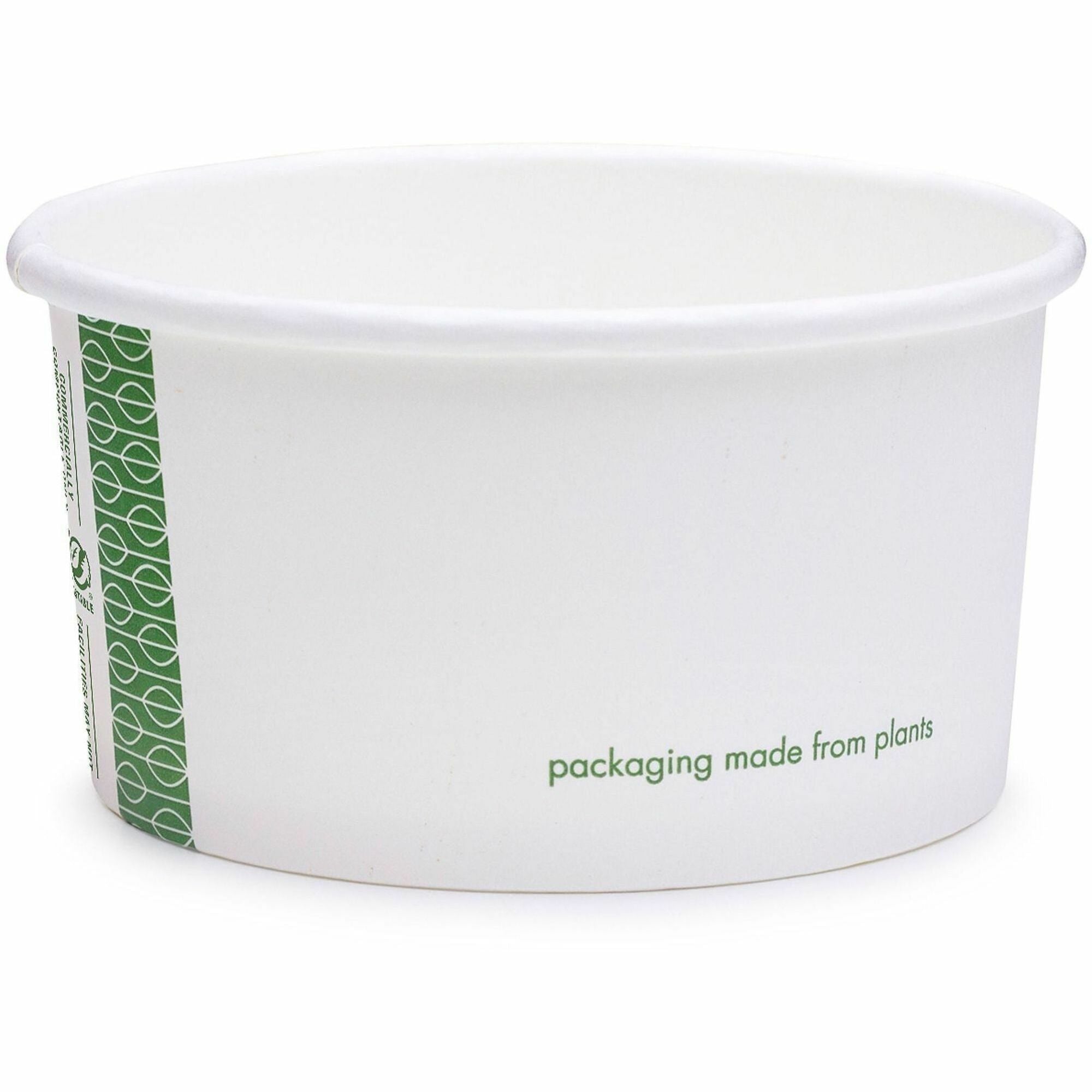 Vegware 6oz. Soup Bowls - Soup, Food Storage, Ice Cream - White, Green - Paperboard, PLA-lined Paper Body - 1000 / Carton