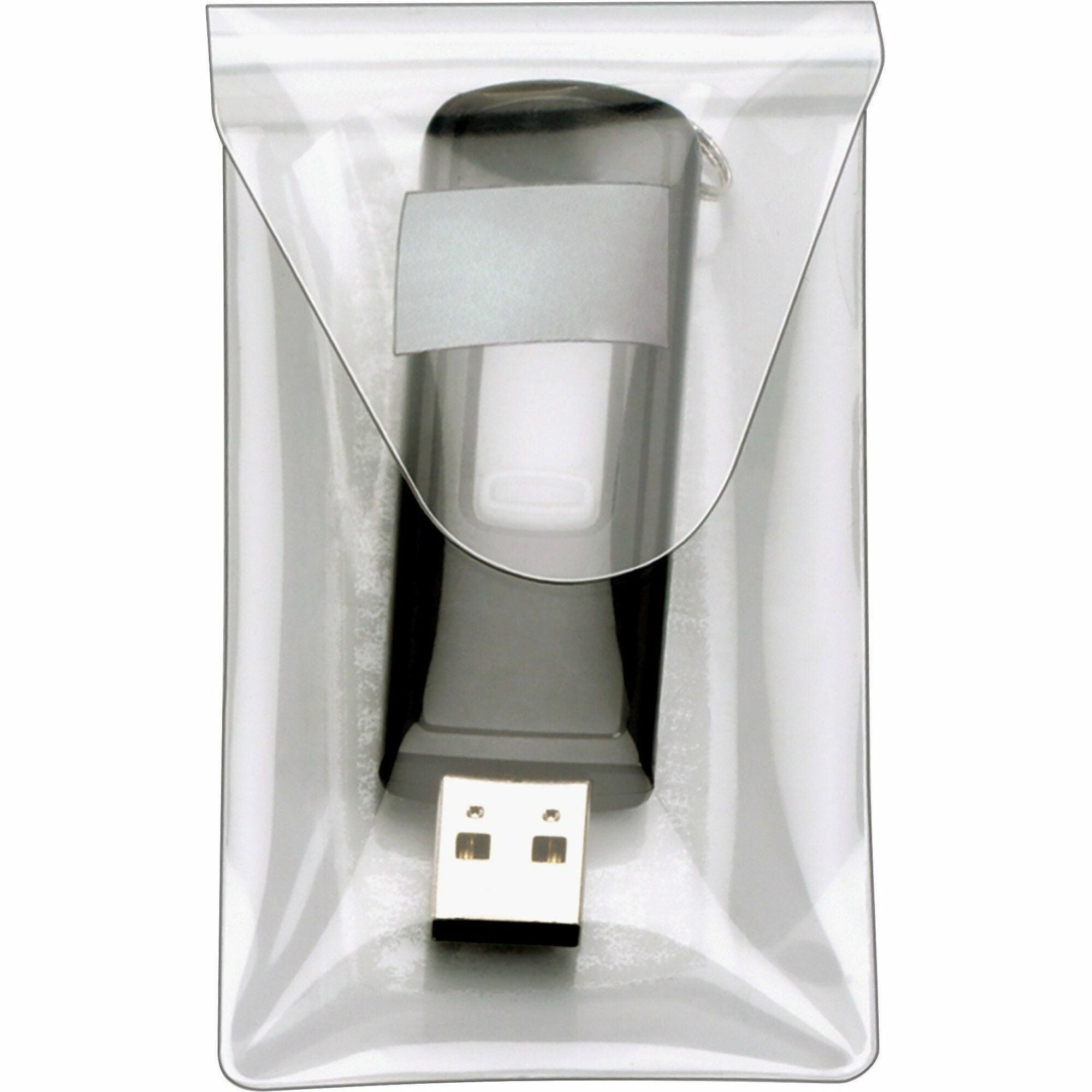 Cardinal® Holdit! Clear USB Poly Pocket - 3.4" Height x 2" Length - Top Loading - Clear - Poly - 1 Each