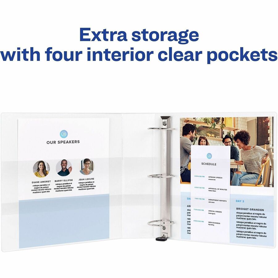 Avery® One Touch Heavy-Duty View Binder - 2" Binder Capacity - 540 Sheet Capacity - 2 4/5" Spine Width - 2" Ring(s) - Fastener(s): D-Ring - Pocket(s): 4, Internal - Linen pattern - White - Recycled - Heavy Duty, One Touch Ring, Long Lasting, Tear R...
