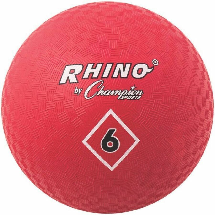 Champion Sports Playground Ball, Red, 6" D - 6" - Nylon - Red - 1 Each