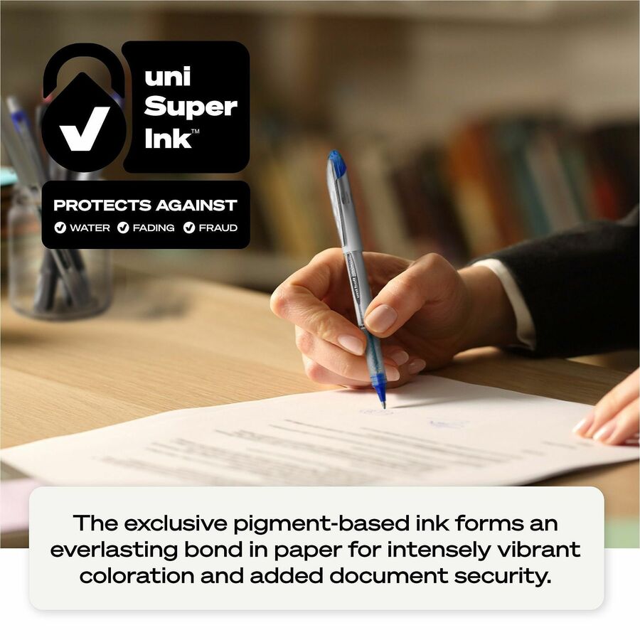 uni® Vision Elite Rollerball Pen - 0.8 mm Pen Point - Refillable - Purple Ink - Gel-based - Stainless Steel, Tungsten Carbide Tip - Document, Project - 12 / Box