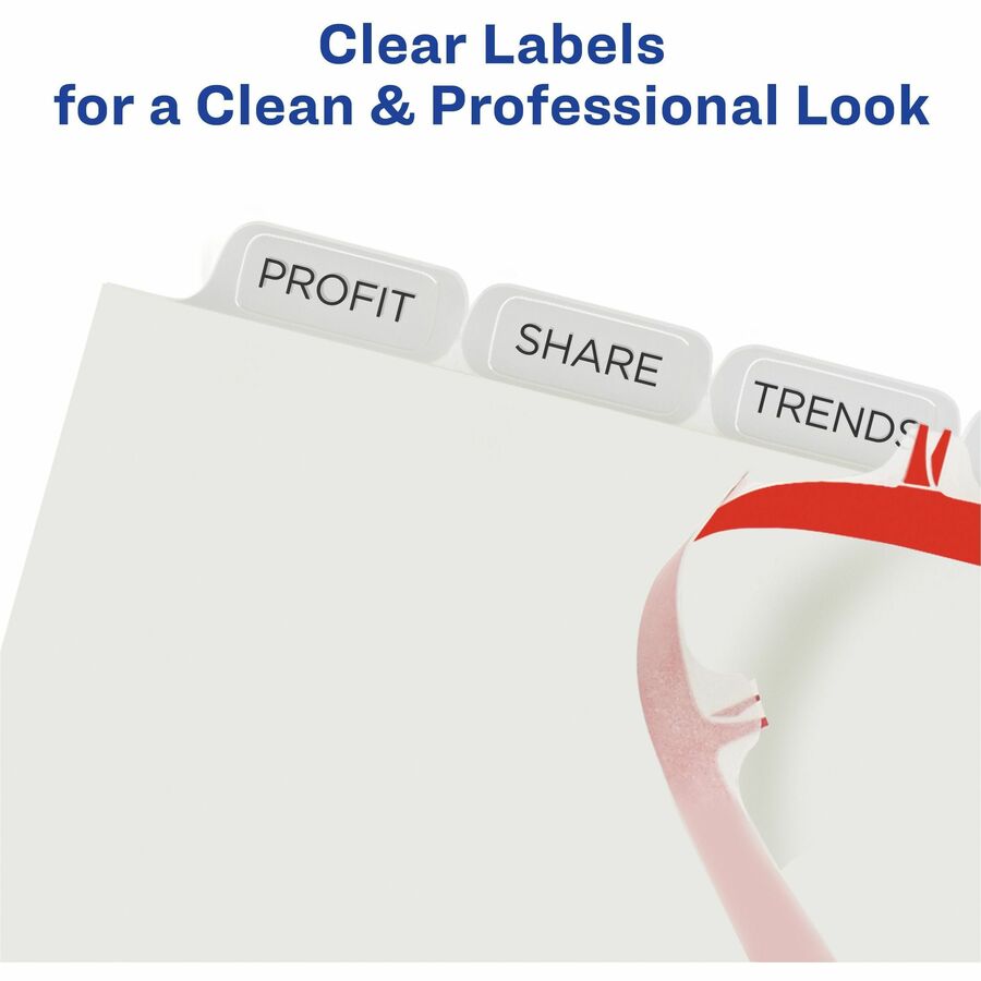 Avery® Index Maker Index Divider - 8 x Divider(s) - Print-on Tab(s) - 8 - 8 Tab(s)/Set - 8.5" Divider Width x 11" Divider Length - 3 Hole Punched - Translucent Plastic Divider - Frosted Clear Plastic Tab(s) - Printable, Hole-punched, Reinforced Tab...