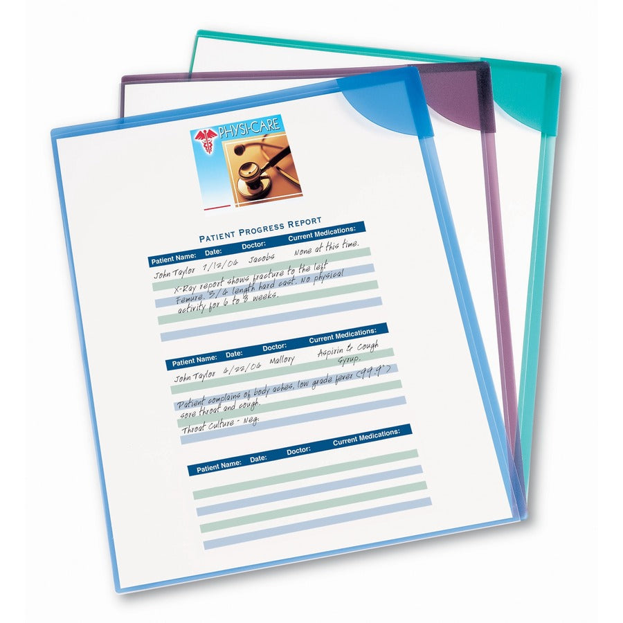 Avery® Corner Lock Letter File Sleeve - 8 1/2" x 11" - 20 Sheets Capacity - Poly - Blue, Green, Purple - 0% Recycled - 6 / Pack