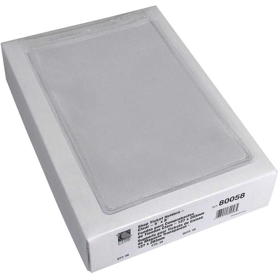 C-Line Vinyl File Pocket - 8" x 5" - Vinyl - Clear - Punched - 50 / Box