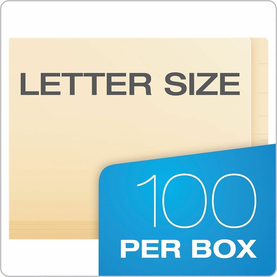 Pendaflex Letter Recycled End Tab File Folder - 8 1/2" x 11" - 14 pt. - 2 Plys - Poly - Manila - Laminated, Reinforced, Tab, Embossed - 10% Recycled - 50 / Box