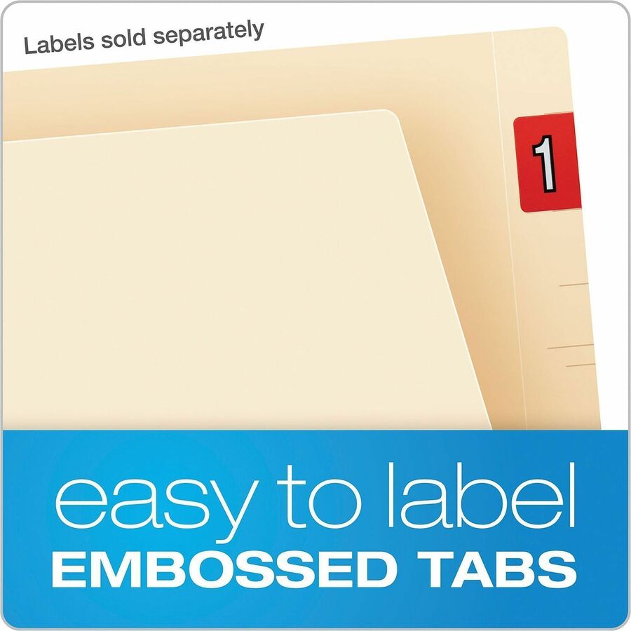 Pendaflex Letter Recycled End Tab File Folder - 8 1/2" x 11" - 3/4" Expansion - 2 Fastener(s) - 2" for Folder - 2 Plys - Manila - Laminated, Reinforced - 10% Recycled - 50 / Box