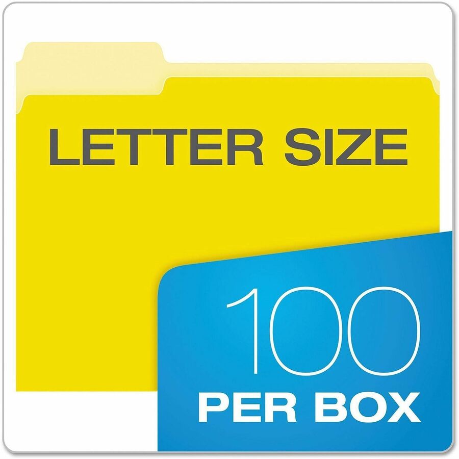 Pendaflex 1/3 Tab Cut Letter Top Tab File Folder - 8 1/2" x 11" - Top Tab Location - Assorted Tab Position - 11 pt. - 1 Plys - Yellow - Acid-free - 100 / Box