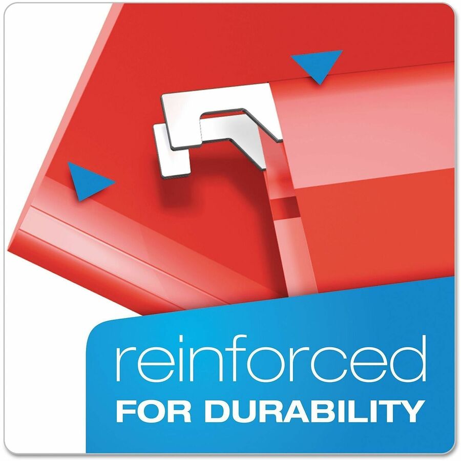 Pendaflex Letter Hanging Folder - 2" Folder Capacity - 8 1/2" x 11" - Folder - Pressboard - Red - Reinforced, Reinforced Gusset, Acid-free - 25 / Box