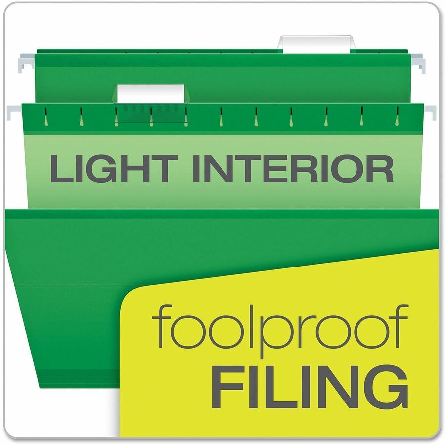 Pendaflex 1/5 Tab Cut Legal Hanging Folder - 8 1/2" x 14" - Bright Green - 25 / Box