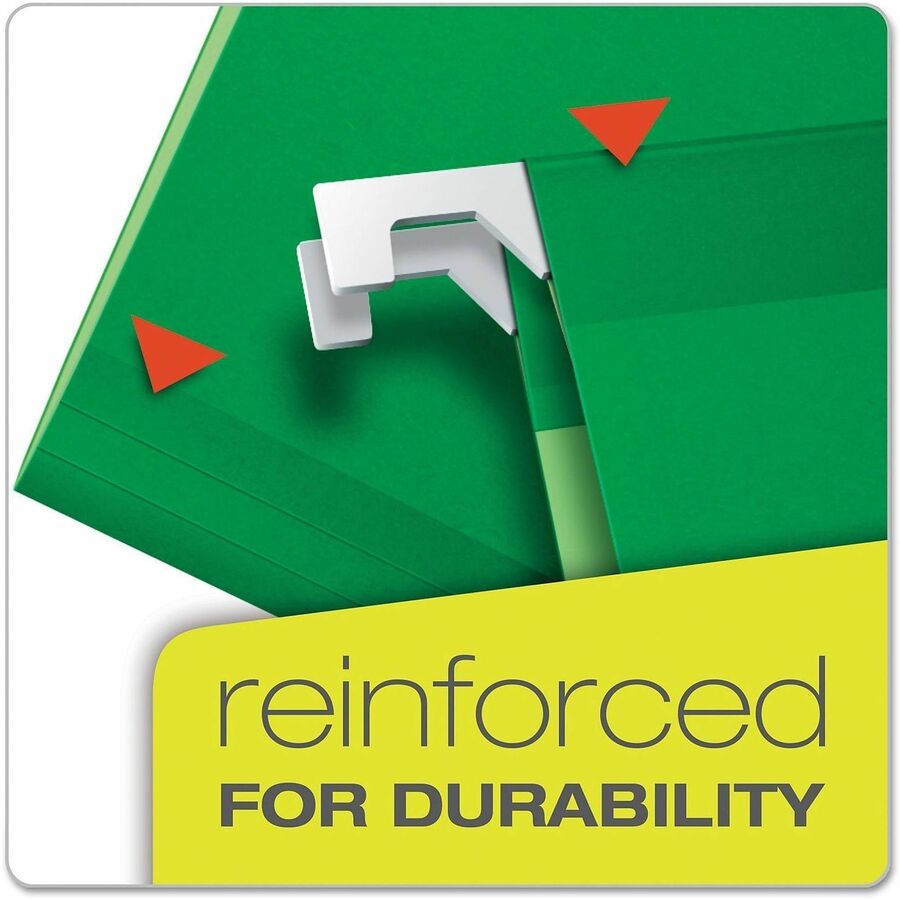 Pendaflex 1/5 Tab Cut Legal Hanging Folder - 8 1/2" x 14" - Bright Green - 25 / Box