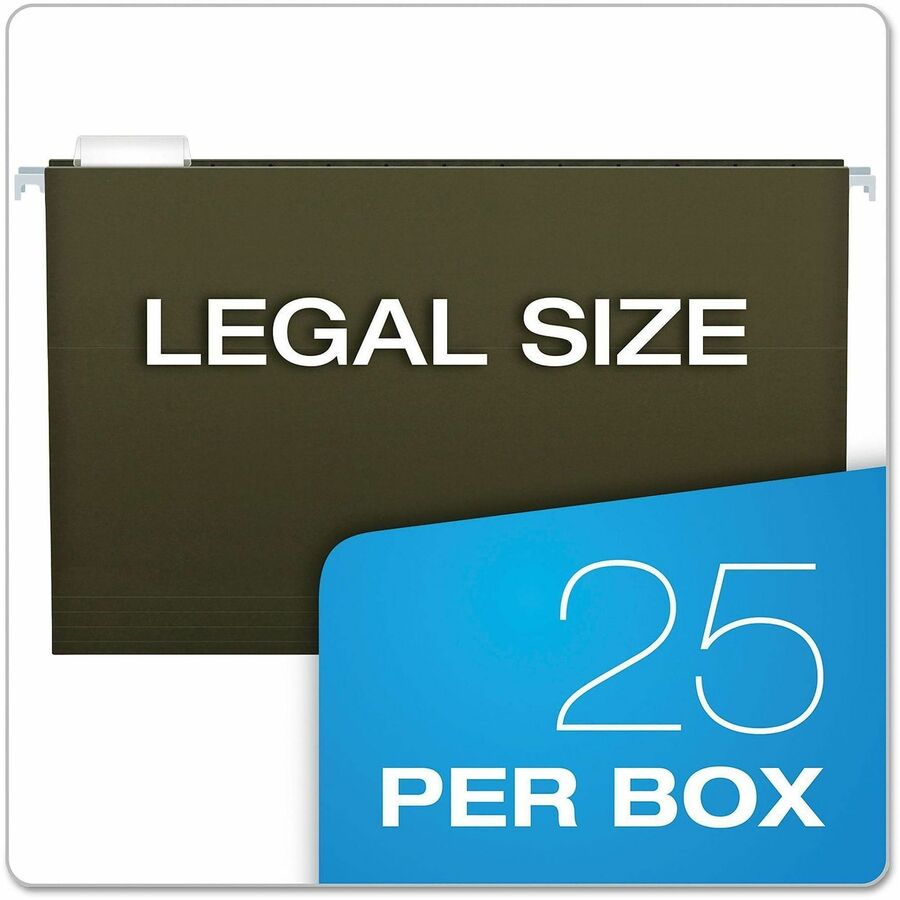 Pendaflex Legal Recycled Hanging Folder - 4" Folder Capacity - 8 1/2" x 14" - 4" Expansion - Standard Green - Reinforced, Reinforced Gusset, Acid-free - 10% Recycled - 25 / Box