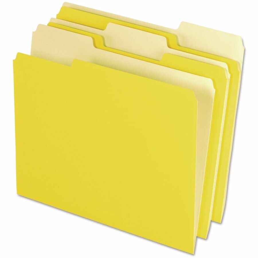 Pendaflex 1/3 Tab Cut Letter Top Tab File Folder - 8 1/2" x 11" - Yellow - 100 / Box