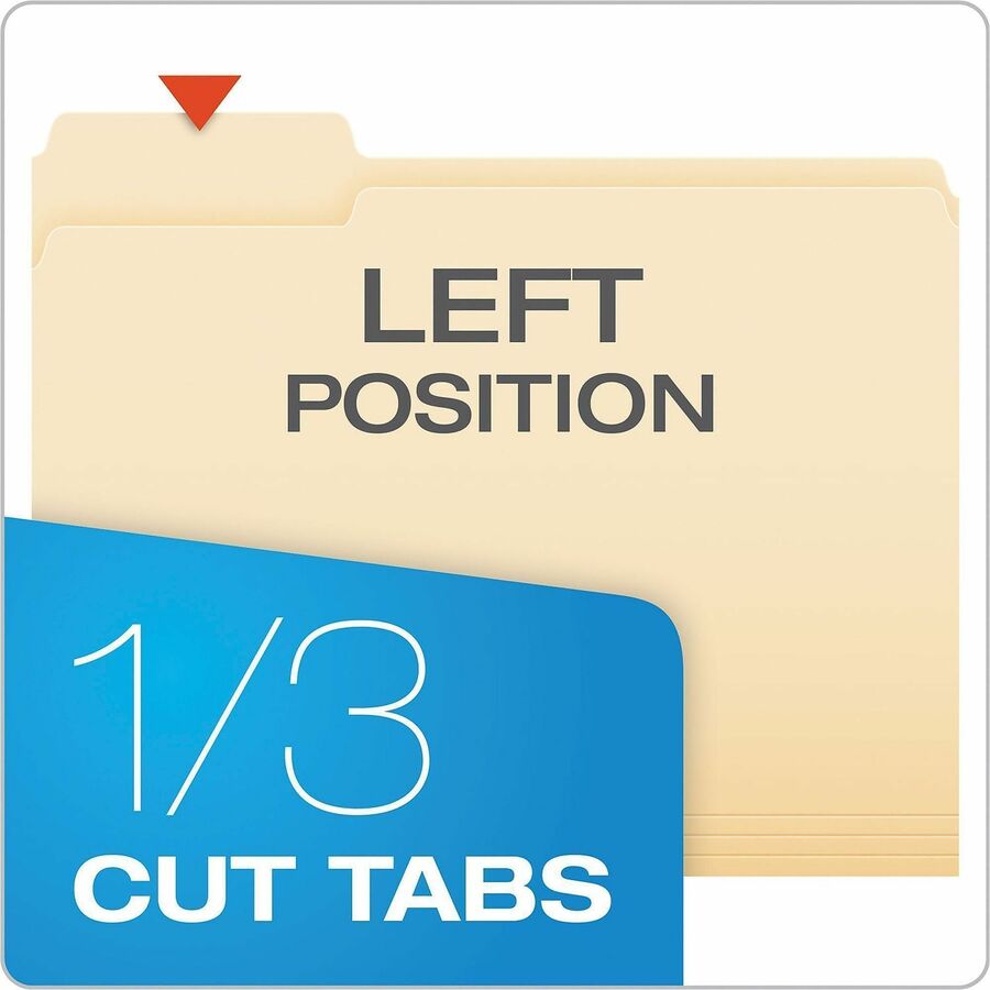 Pendaflex Essentials 1/3 Tab Cut Letter Top Tab File Folder - 8 1/2" x 11" - 3/4" Expansion - 11 pt. - 1 Plys - Manila - Manila - Corner - 100 / Box