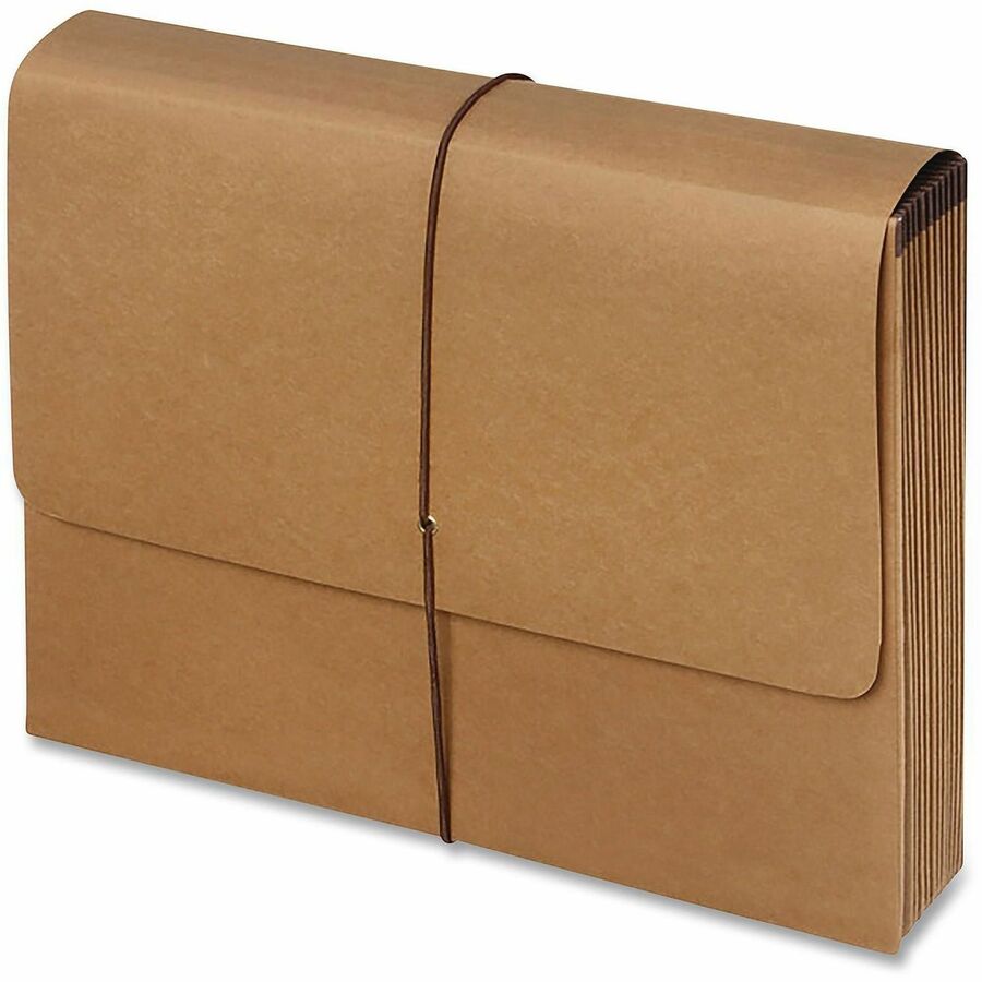 Pendaflex Essentials Letter Recycled Expanding File - 8 1/2" x 11" - 7/8" Expansion - 21 Pocket(s) - Kraft, Tyvek - Brown - Reinforced Gusset, Elastic Closure - 10% Recycled - 1 Each