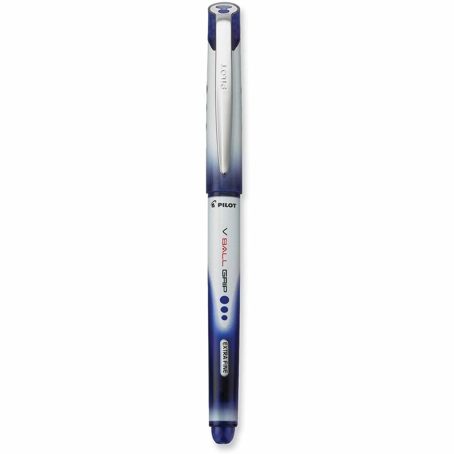 Pilot V-Ball Grip Liquid Ink Rollerball Pens - 0.5 mm Extra Fine Pen Point - Blue Ink - Metal Barrel - 1 Each