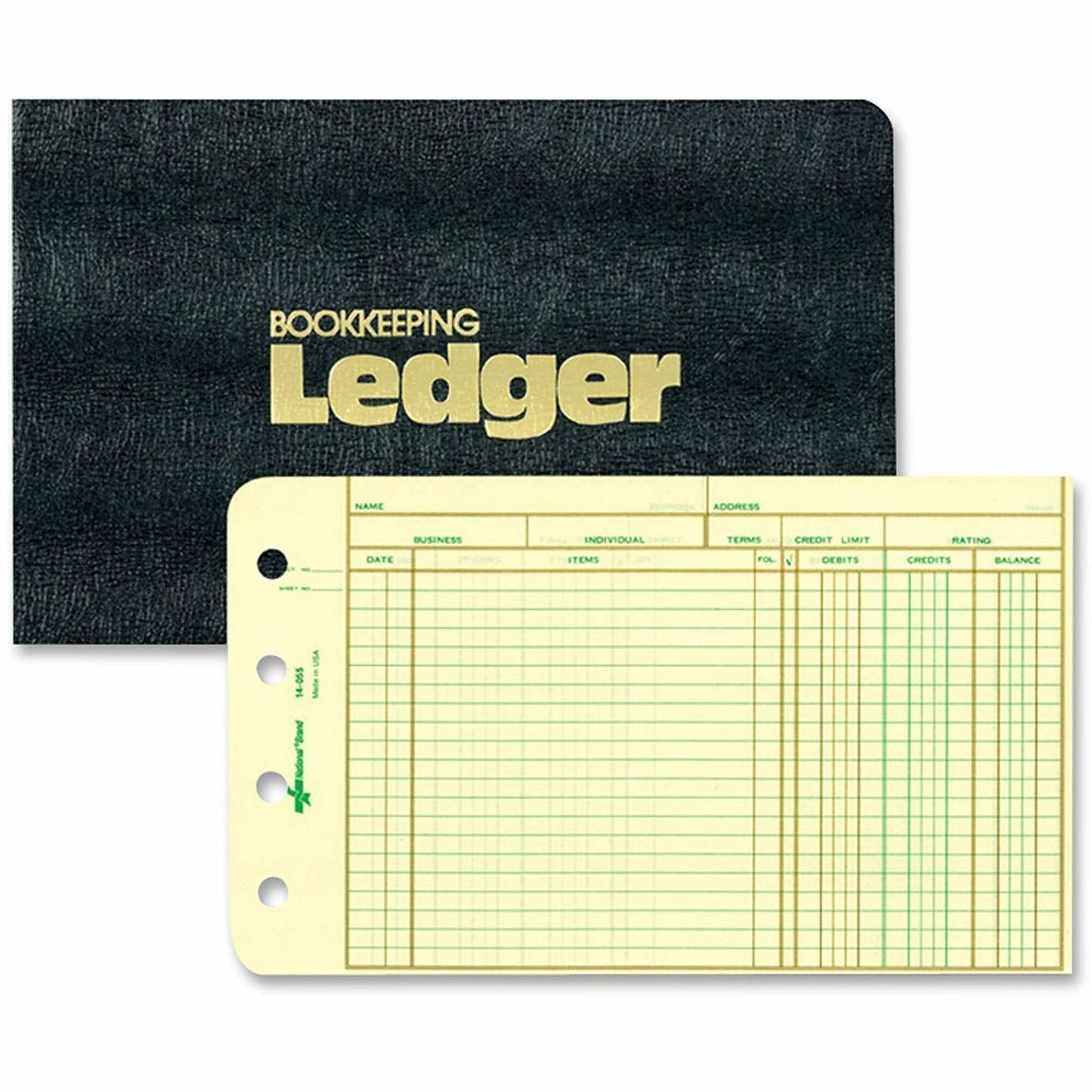 Rediform 4-Ring Ledger Outfit - 5" x 8 1/2" Sheet Size - 100 Sheet Capacity - 4 Ring(s) - Fastener(s): Round Ring - Black - 1.40 lb - Tab, Refillable - 1 Each