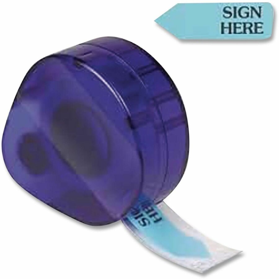 Redi-Tag Arrow Message Tag - 1 7/8" Flag/Note Width x 9/16" Flag/Note Length - Arrow - SIGN HERE - Blue - Removable, Self-adhesive - Dispenser Included - 120 / Pack