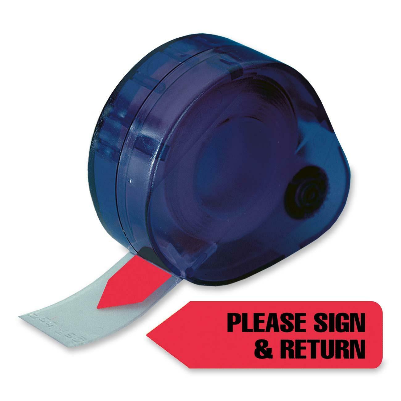Redi-Tag Please Sign & Return Arrow Tags - 120 x Red - 1 7/8" Flag/Note Width x 9/16" Flag/Note Length - Arrow - Sign & Return - Red - Removable, Self-adhesive - Dispenser Included - 120 / Pack