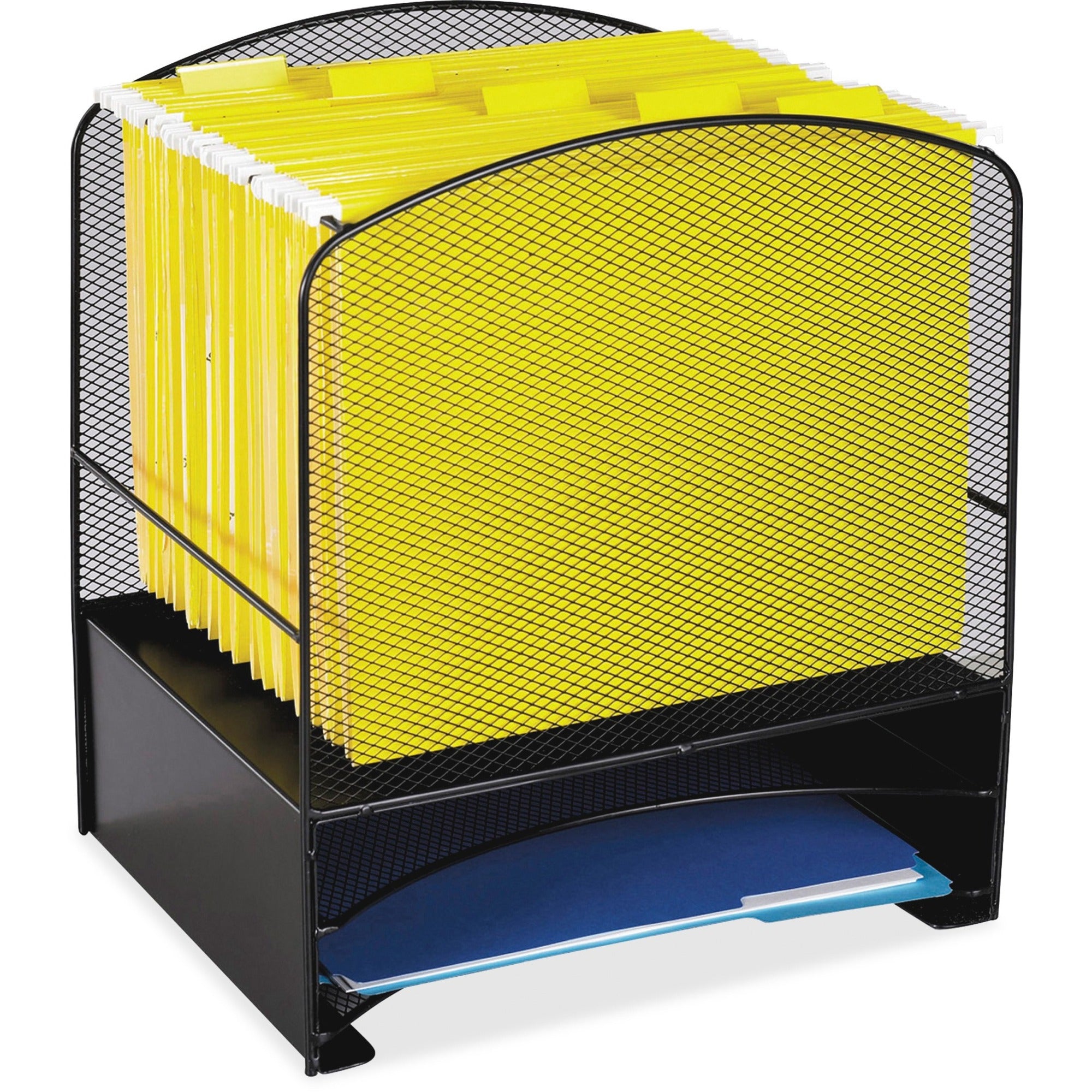 Safco Mesh Hanging File and Letter Tray Rack - Letter - Steel - Black - 1 Each